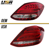2015-2018 Mercedes W205 C Class AMG Style Red/Clear Full LED Tail Lights