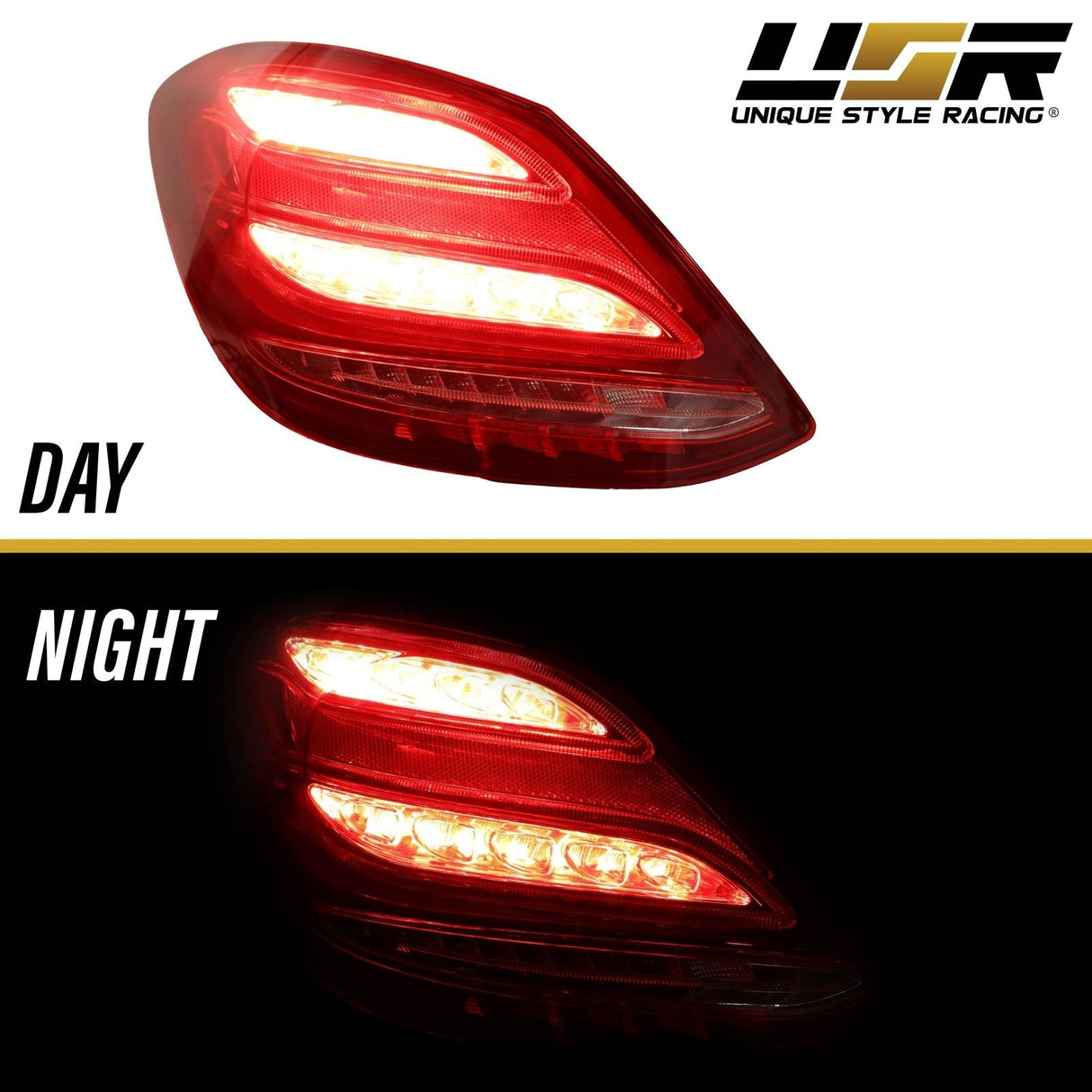 2015-2018 Mercedes W205 C Class AMG Style Red/Clear Full LED Tail Lights
