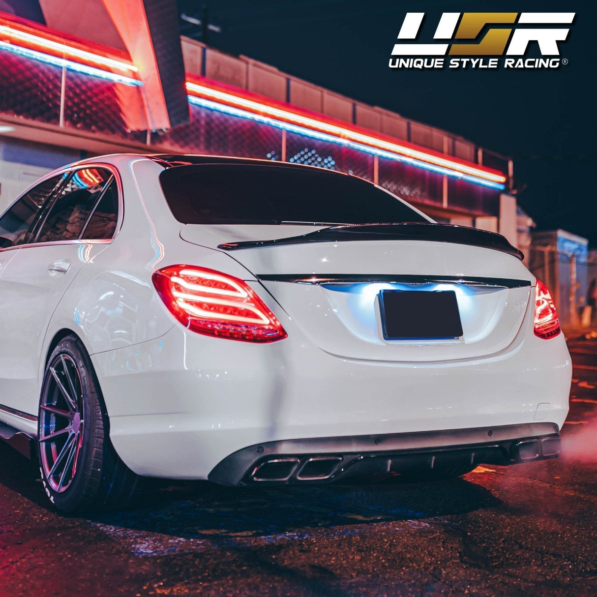 2015-2018 Mercedes W205 C Class AMG Style Red/Clear Full LED Tail Lights