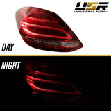 2015-2018 Mercedes W205 C Class AMG Style Red/Clear Full LED Tail Lights