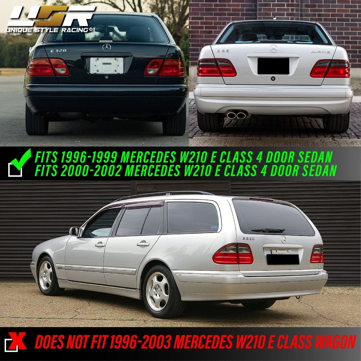 1995-2002 Mercedes E Class Smoke Tail Lights - 4 Pieces