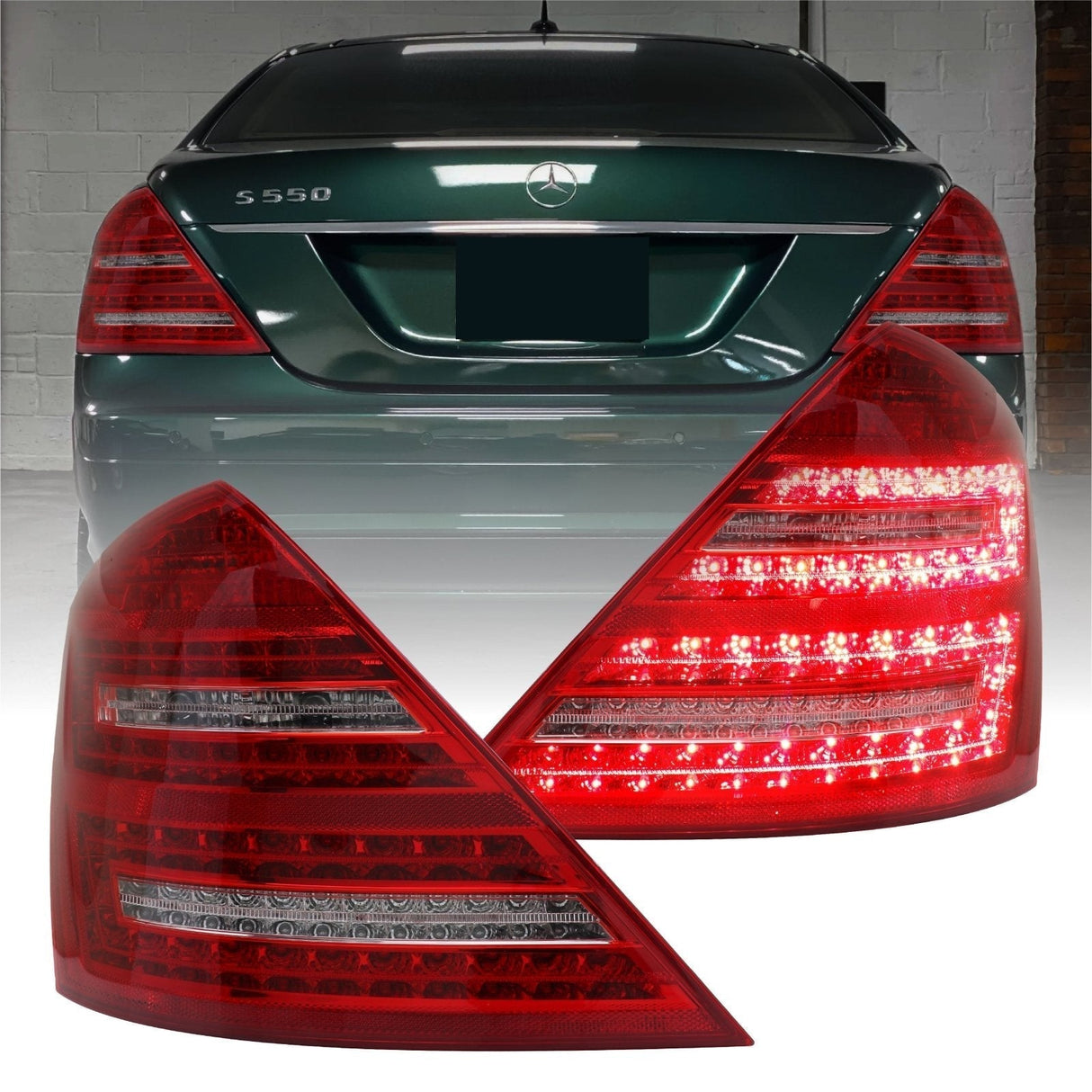 2007-2009 Mercedes W221 S-Class Facelift Look LED Red/Clear Tail Lights