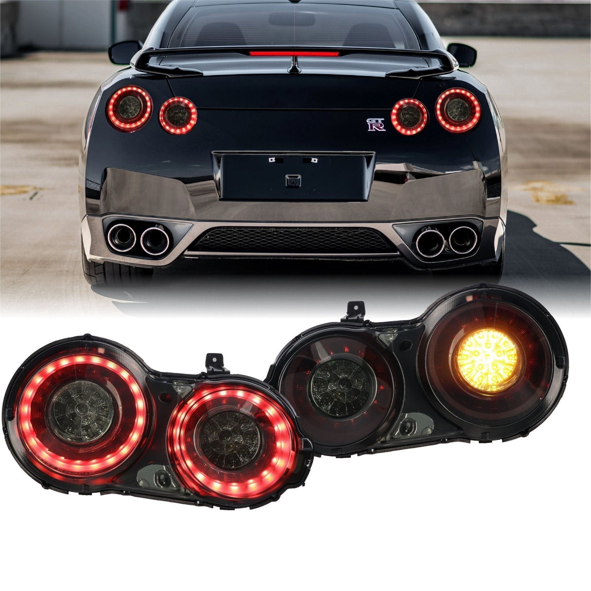2009-2022 Nissan GT-R Facelift Style Black/Smoke LED Tail Lights