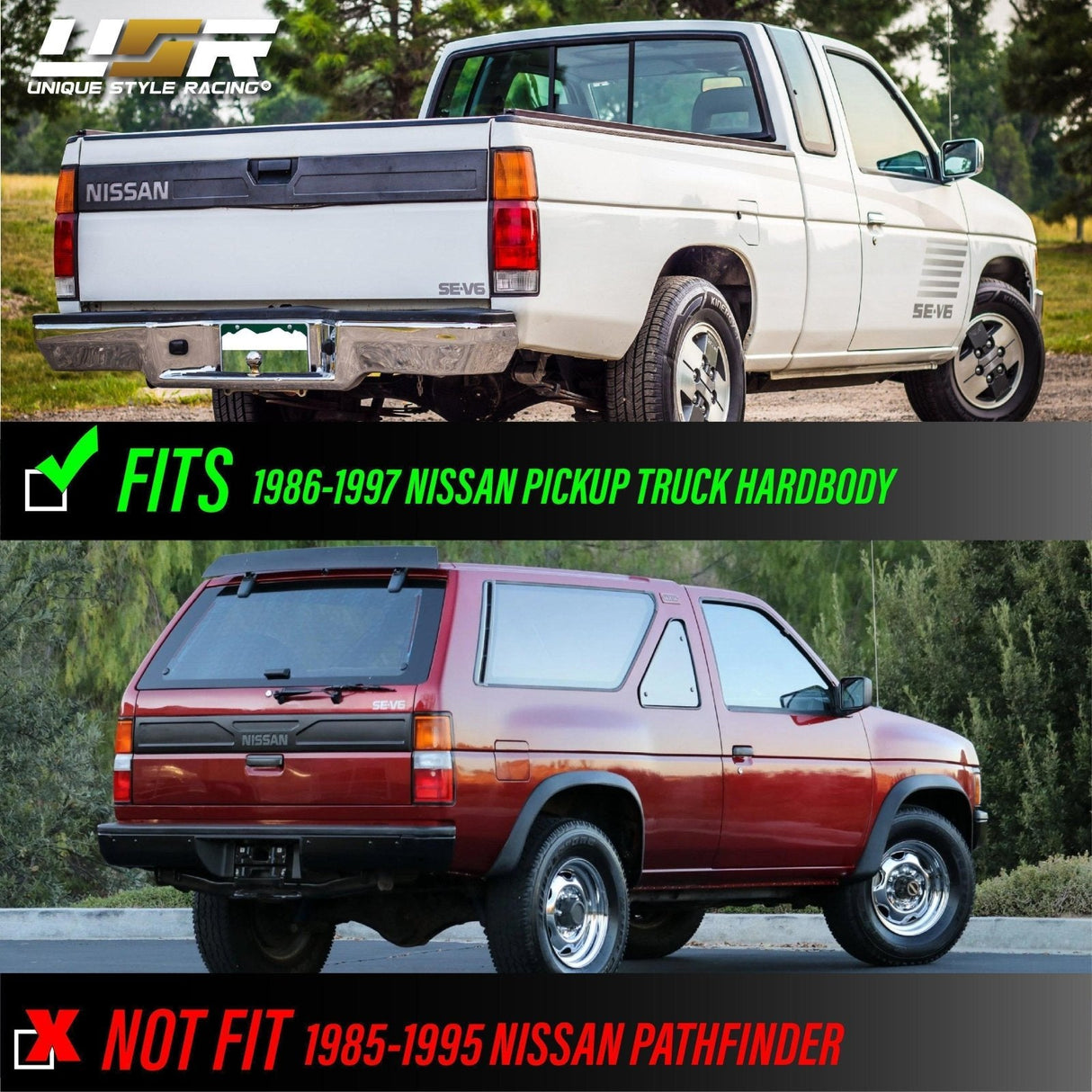 1986-1997 Nissan Pickup Truck Hardbody Red/Clear Tail Lights Set