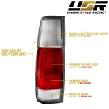 1986-1997 Nissan Pickup Truck Hardbody Red/Clear Tail Lights Set