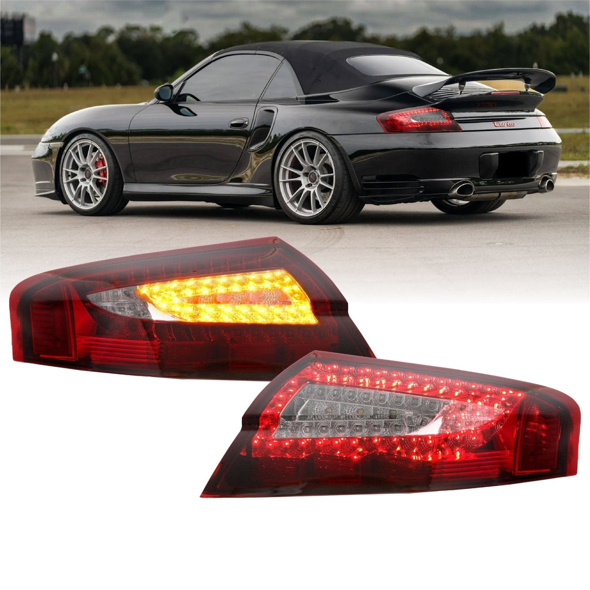 1998-2004 Porsche 996 Turbo & 4S Red/Clear LED Tail Lights