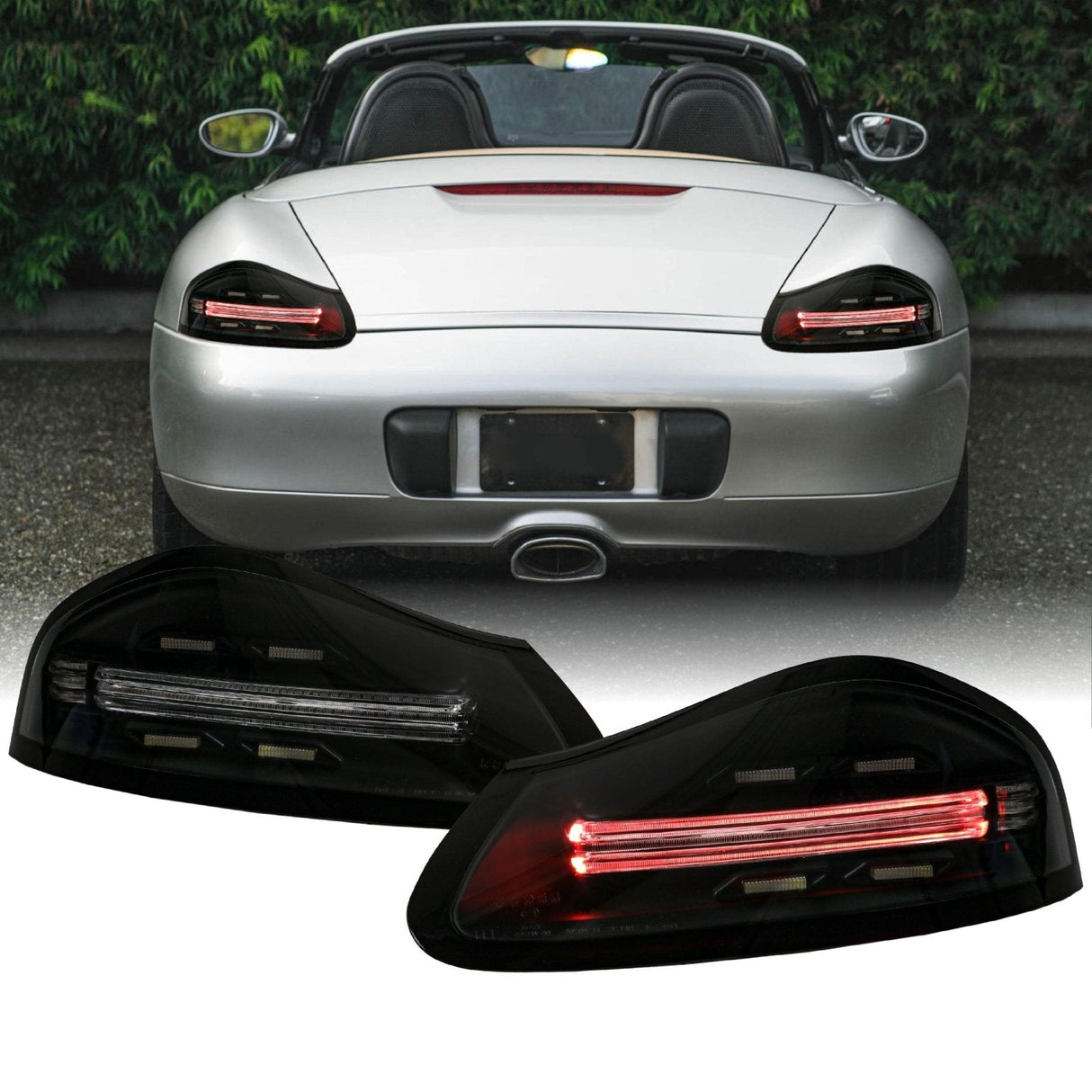 1997-2004 Porsche Boxster 986 Clear/Black Red LED Light Bar Tail Light