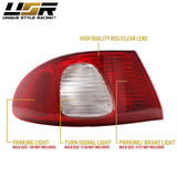 1998-2002 Toyota Corolla Red/Clear 2 Piece Outer Tail Lights