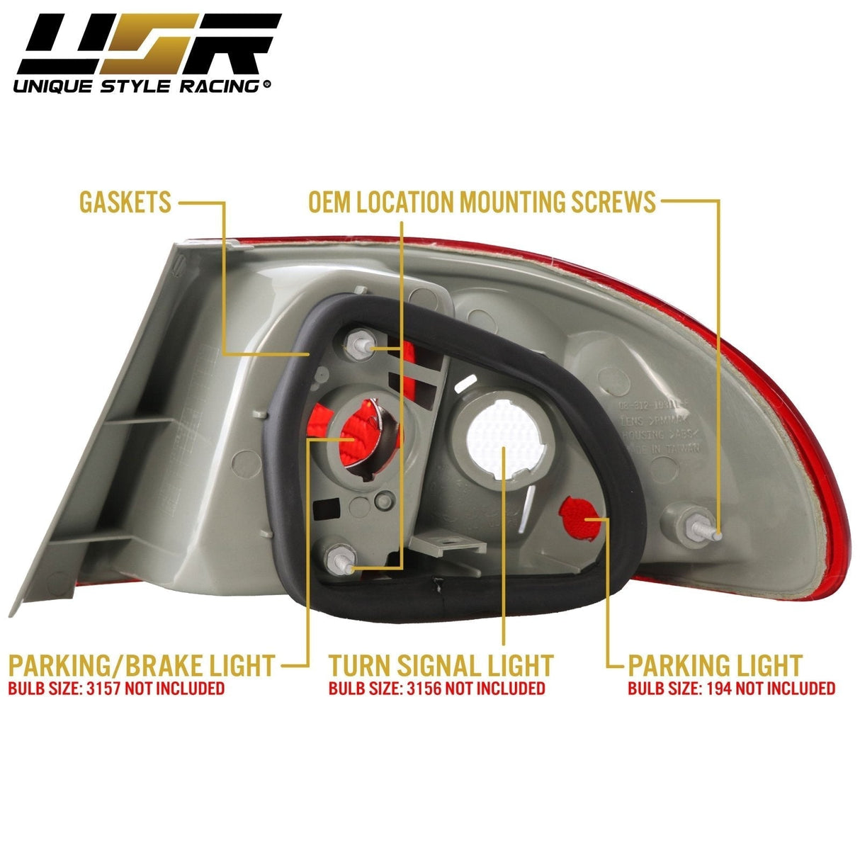 1998-2002 Toyota Corolla Red/Clear 2 Piece Outer Tail Lights
