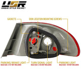 1998-2002 Toyota Corolla Red/Clear 2 Piece Outer Tail Lights