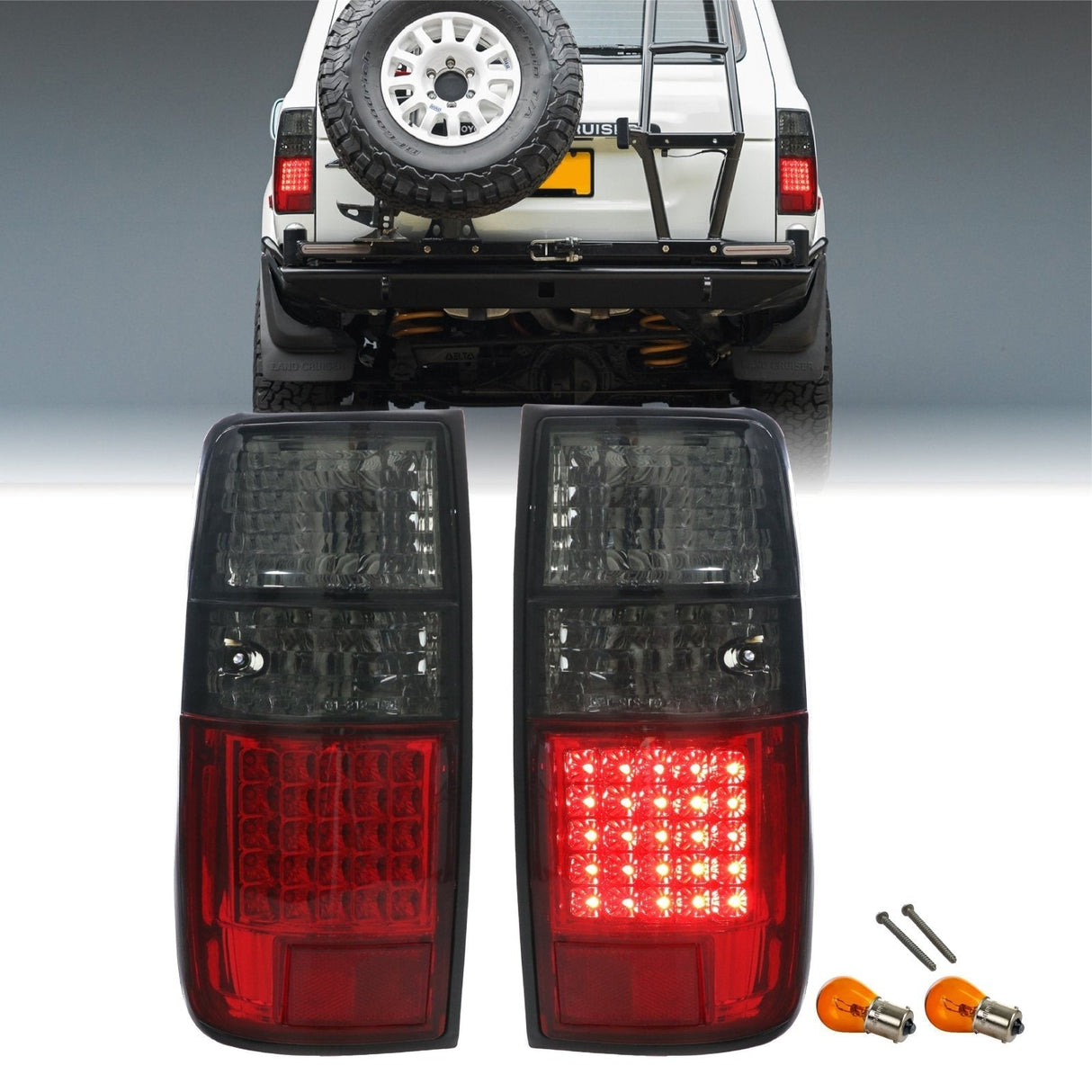 1991-1997 Toyota Land Cruiser Red/Clear LED Tail Lights