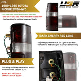 1989-1995 Toyota Pickup Red/Clear Tail Lights