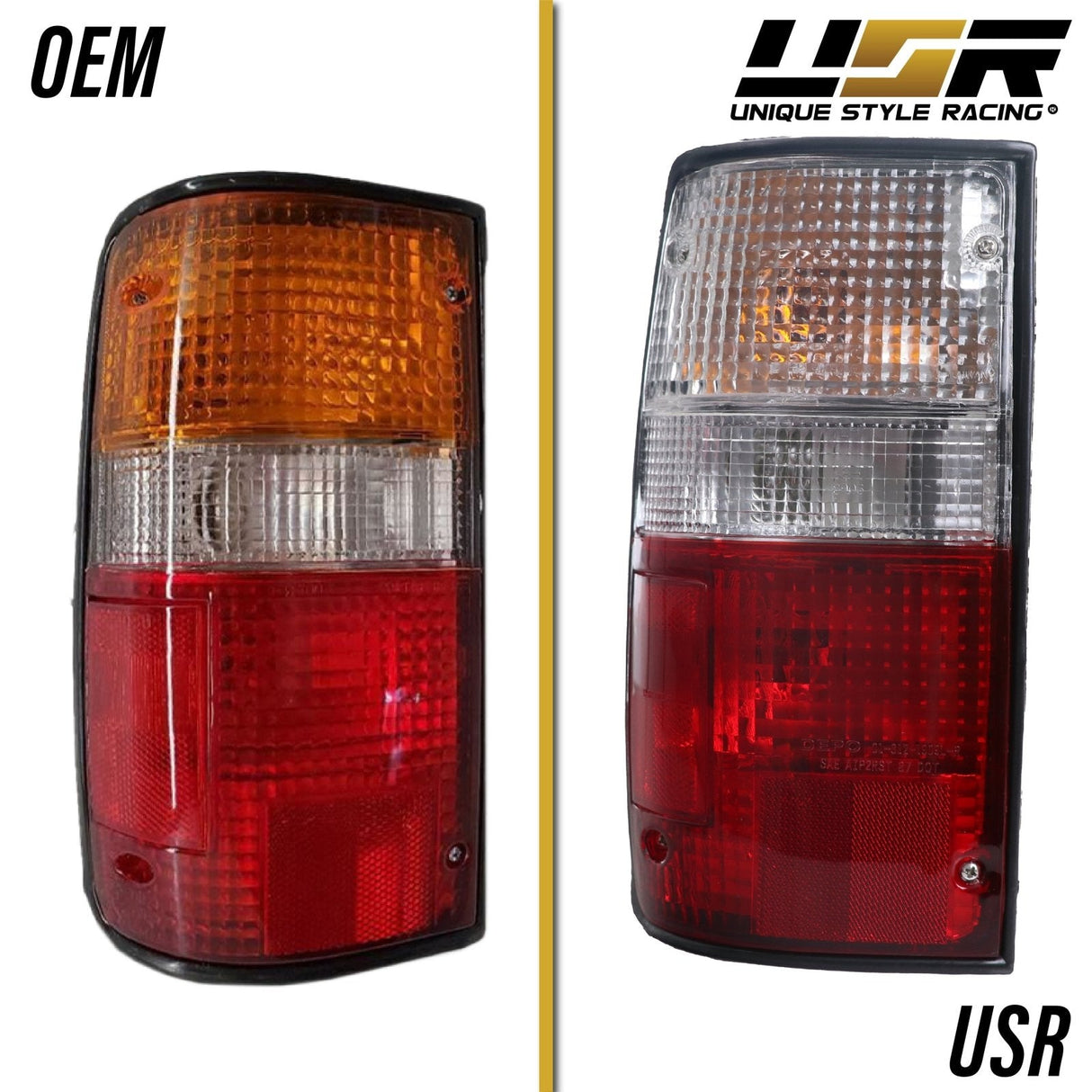 1989-1995 Toyota Pickup Red/Clear Tail Lights