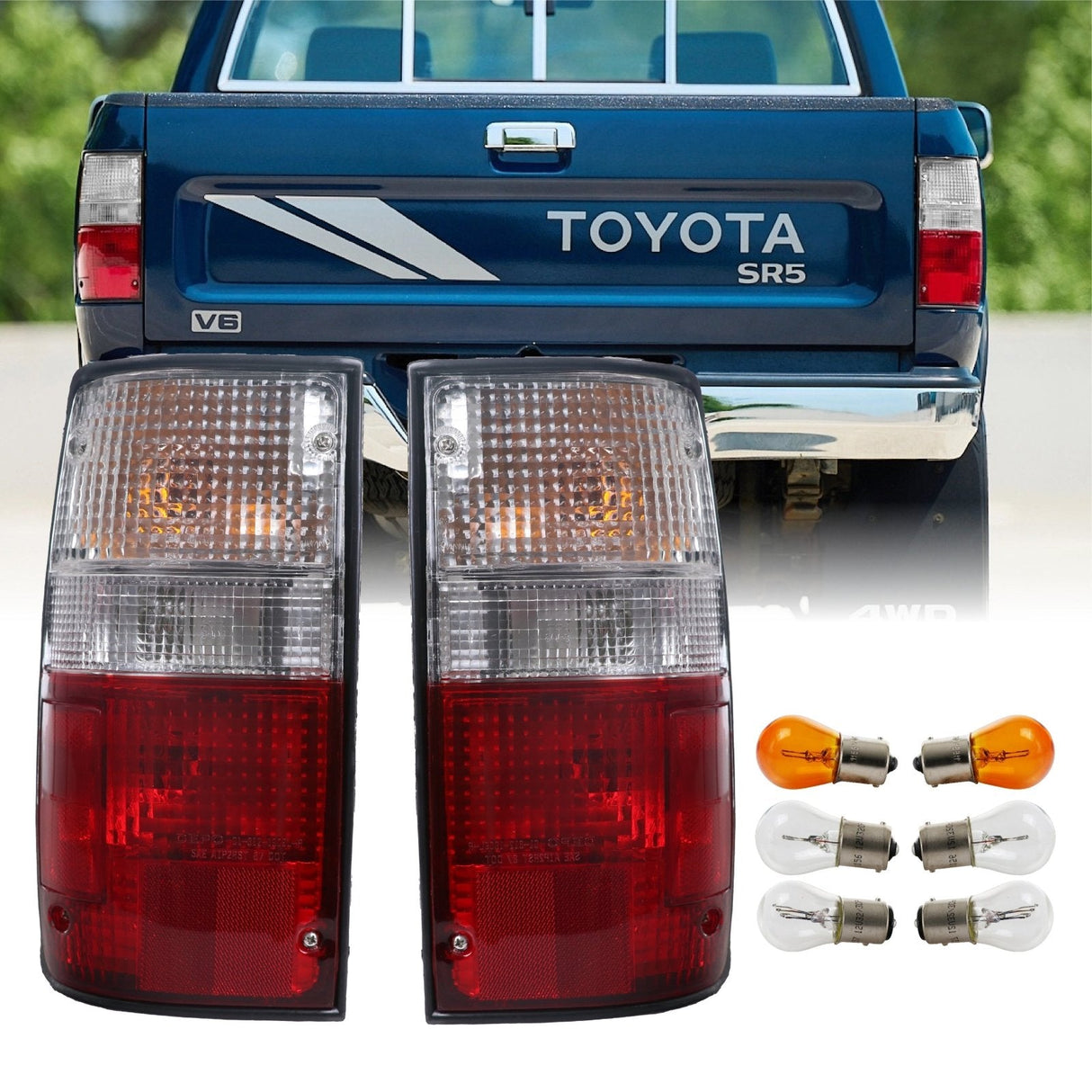 1989-1995 Toyota Pickup Red/Clear Tail Lights