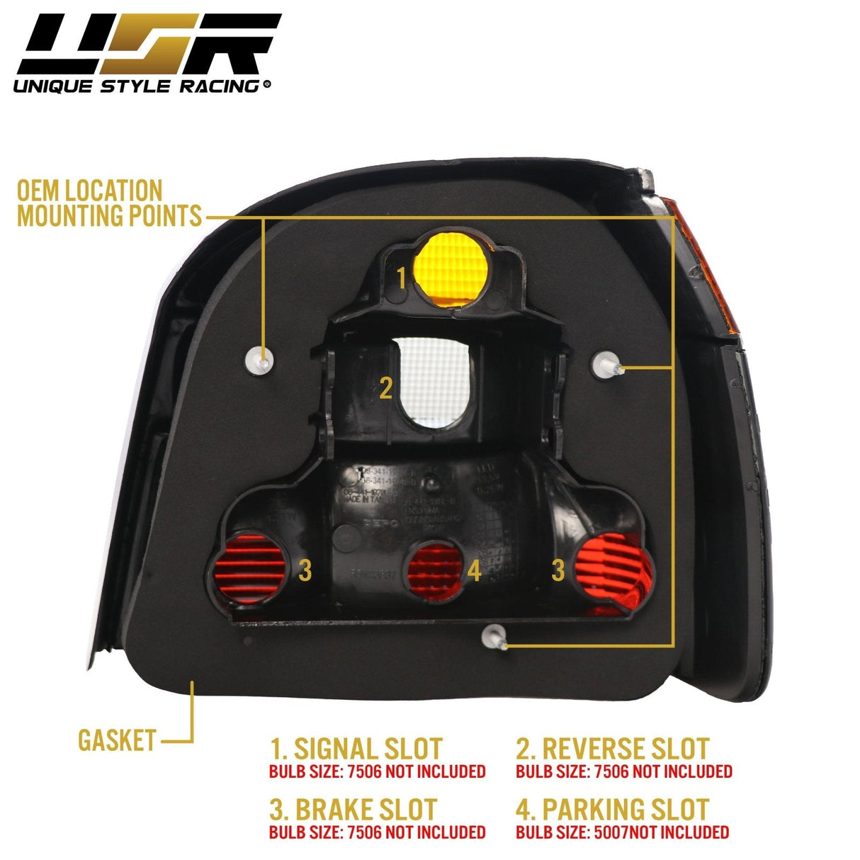 1993-1999 Volkswagen Golf GTI Euro OE Style All Smoke Tail Lights