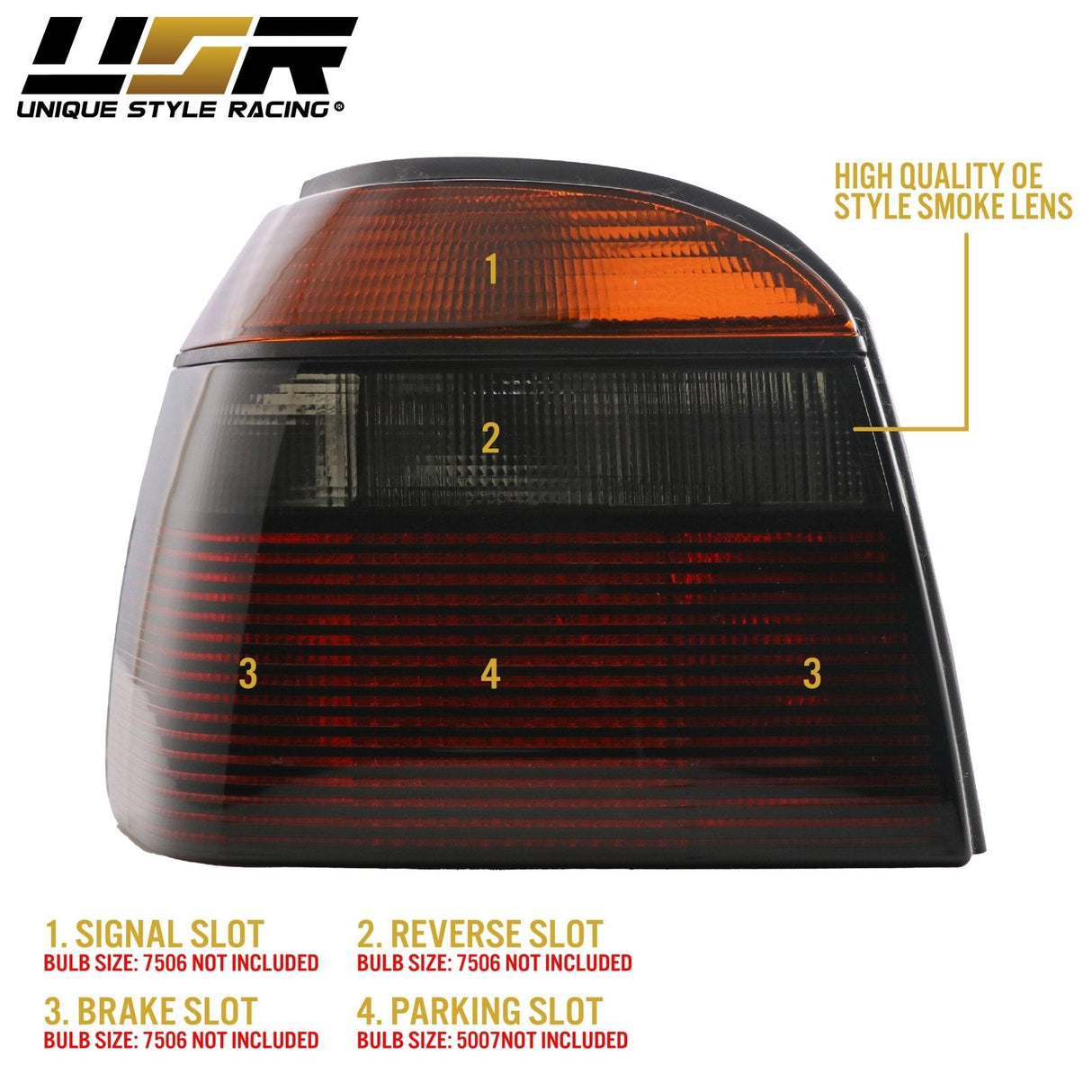 1993-1999 Volkswagen Golf GTI Euro OE Style All Smoke Tail Lights