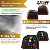 1993-1999 Volkswagen Golf GTI Euro OE Style All Smoke Tail Lights