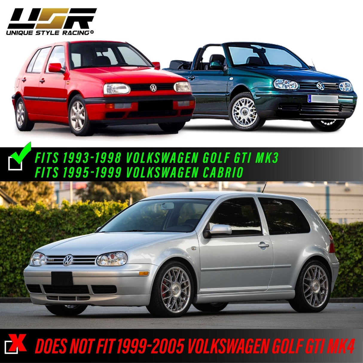 1993-1999 Volkswagen Golf GTI Euro OE Style All Smoke Tail Lights