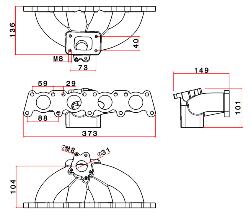 VW MKIV GTI T25 turbo manifold external wastegate