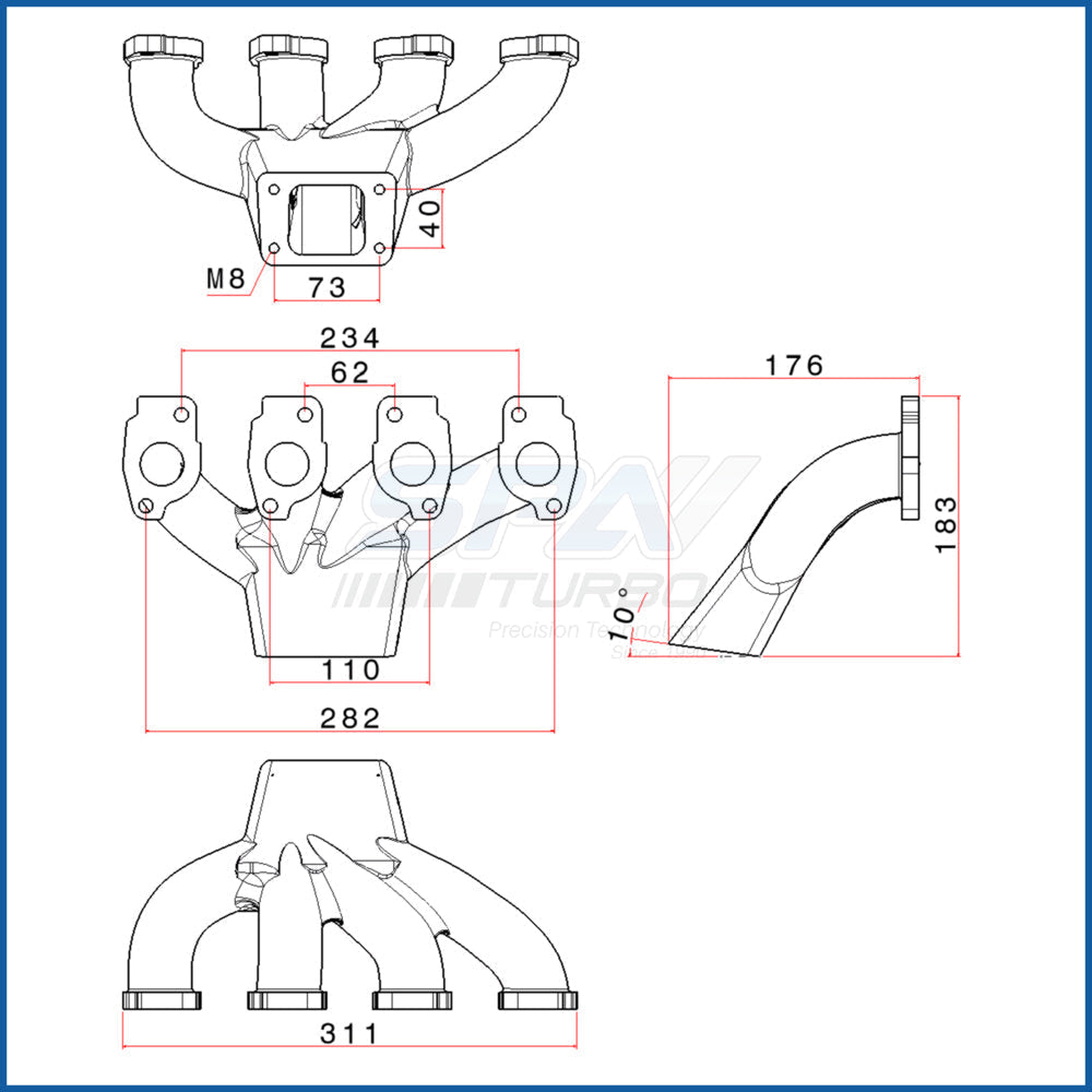 Chevy Euro Corsa B C10NZ / C14NZ / C16NZ T25 turbo manifold