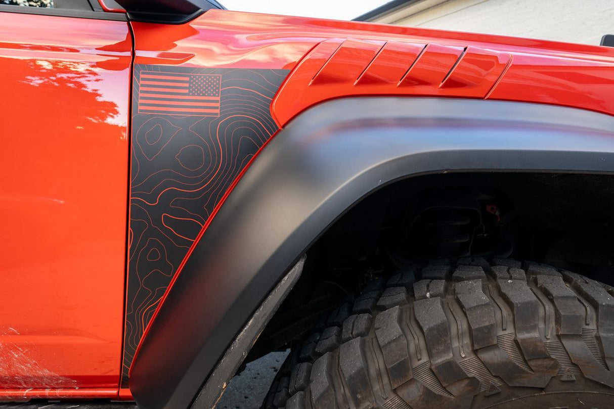 Topo American Flag Fender Overlays (Clear) - 2022+ Bronco Raptor