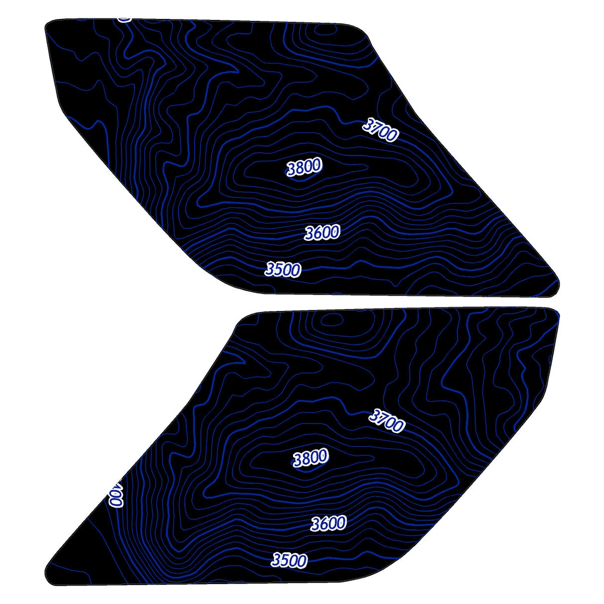 Topo Interior Sun Visor Overlays (Printed Series) - 2021+ Bronco (NO Homelink)