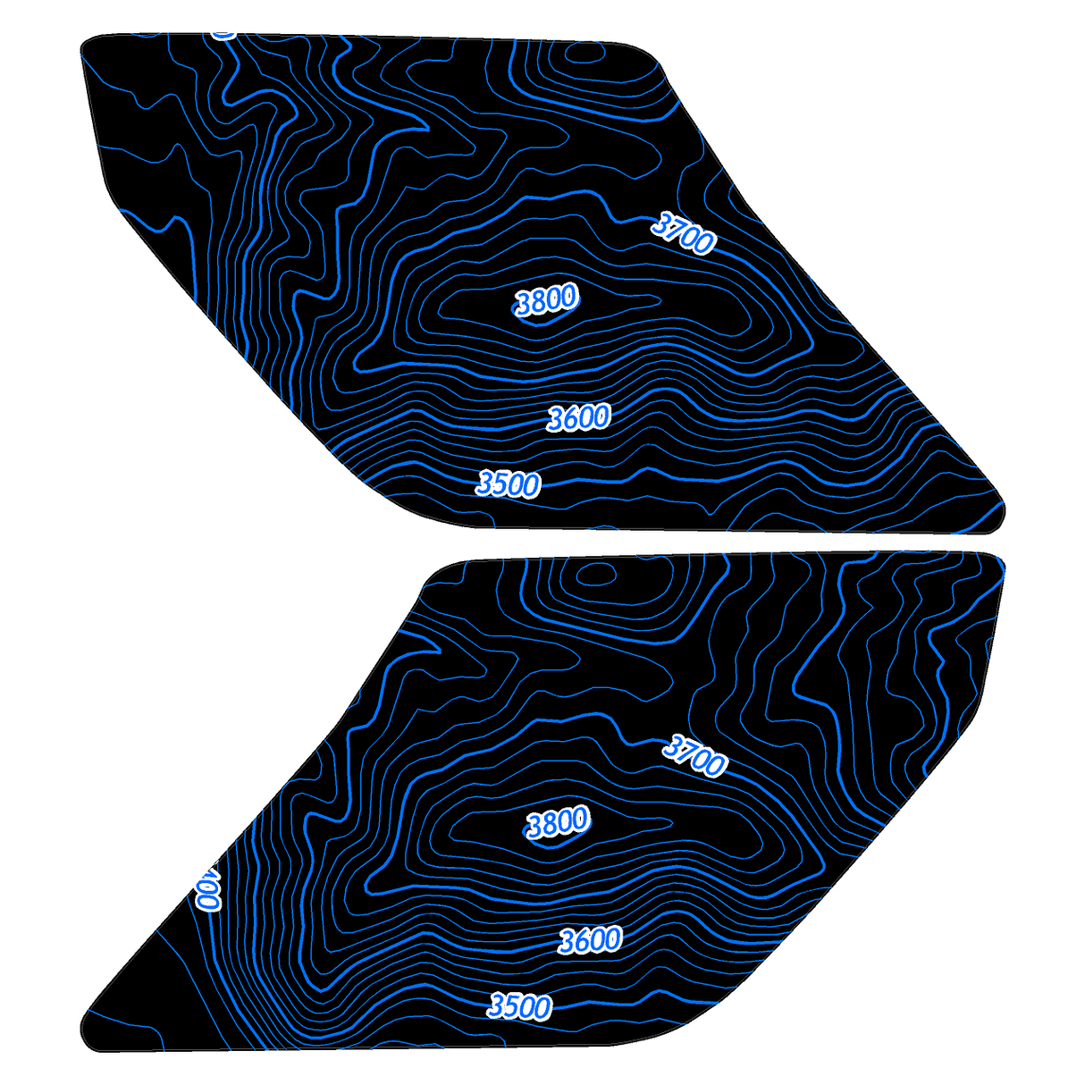 Topo Interior Sun Visor Overlays (Printed Series) - 2021+ Bronco (NO Homelink)