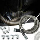 SS 52"Length Braided Transmission Cooler Hose Line Fitting For TH350 700R4 TH400