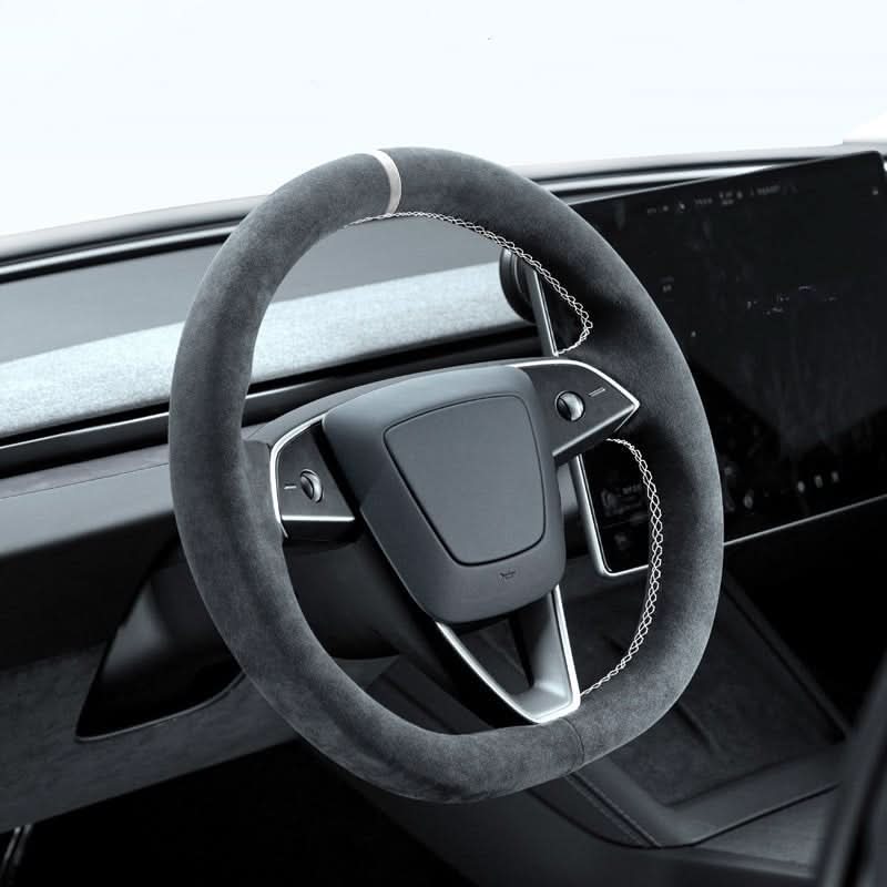 TESERY Alcantara Steering Wheel Cover for Model Y Juniper / Model 3 Highland