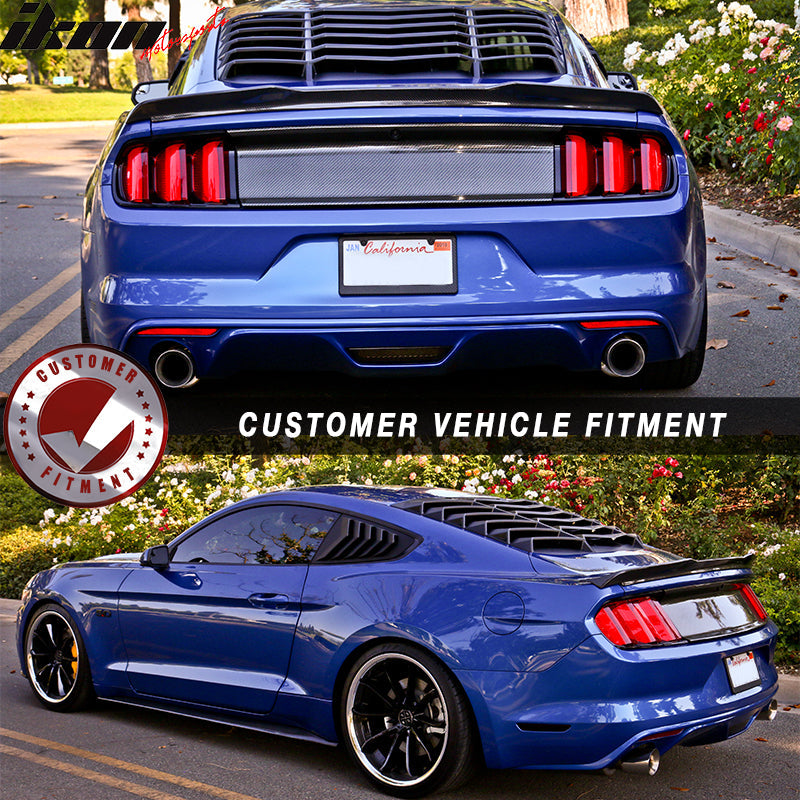 2015-2023Â Ford Mustang IKON Black Rear Window Louver Side Louvers ABS