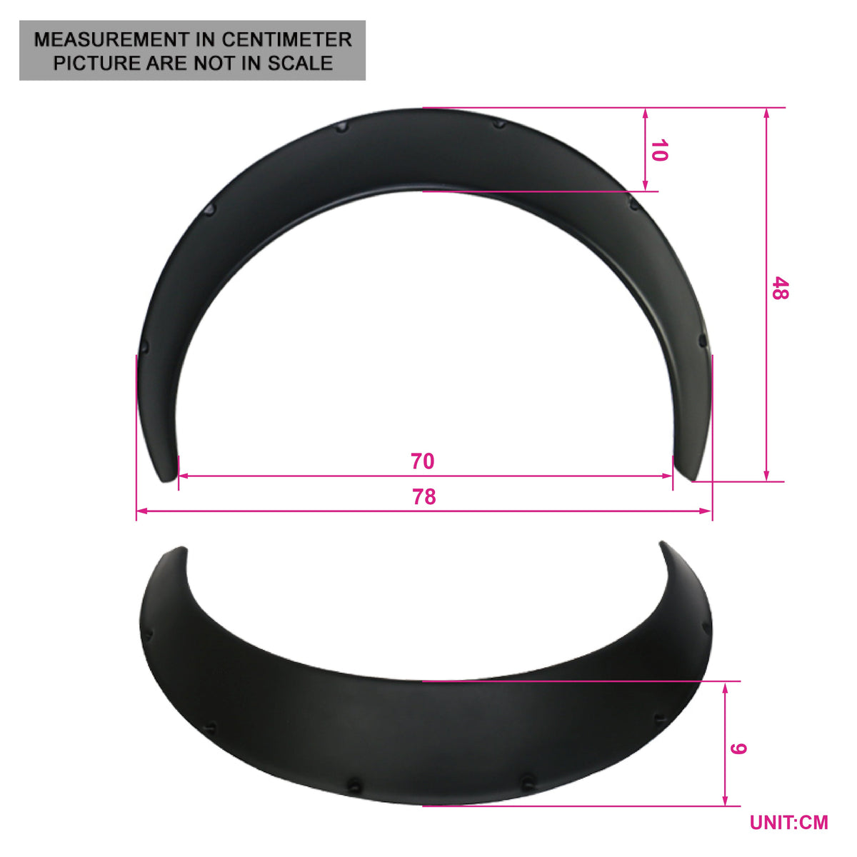Ikon V3 Universal 50mm Front 90mm Wide Rear Fender Flares of 4
