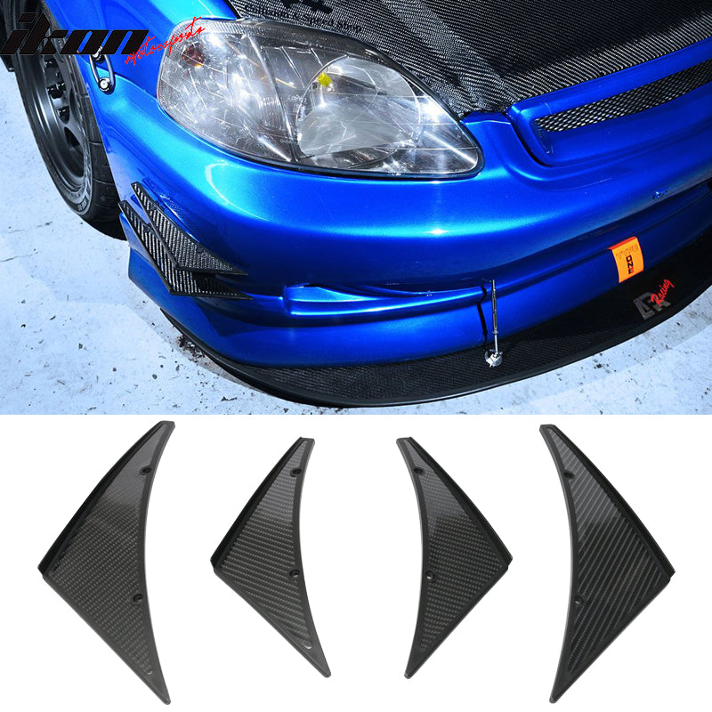 Front Bumper Lip Fins Canards for Universal Carbon Fiber Hydro Dip 4PCS PU