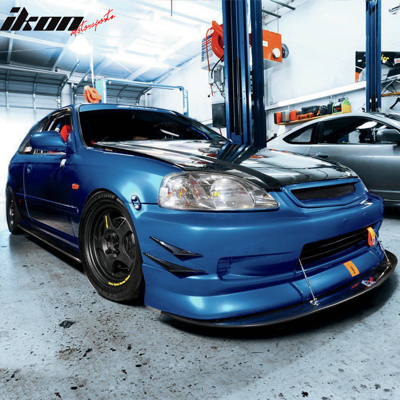 Front Bumper Lip Fins Canards for Universal Carbon Fiber Hydro Dip 4PCS PU