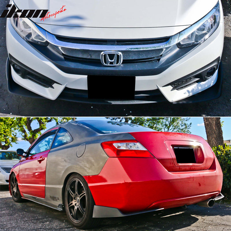 Universal Fitment Textured Black Front Rear Bumper Lip Splitters PP