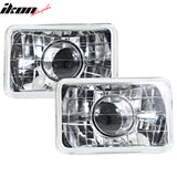 Universal Chrome 7X6 Square H4 Diamond Projector Left Right Headlights