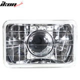 Universal Chrome 7X6 Square H4 Diamond Projector Left Right Headlights