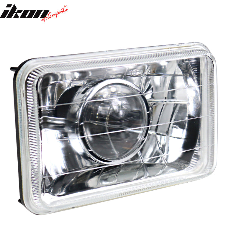 Universal Chrome 7X6 Square H4 Diamond Projector Left Right Headlights