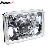 Universal Chrome 7X6 Square H4 Diamond Projector Left Right Headlights