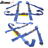 Universal 4 Point Cam-Lock Blue Racing Seat Belt Nylon W/ Mugen Power