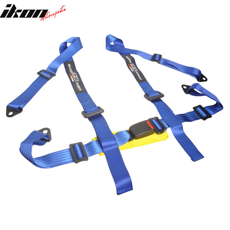 Universal 4 Point Cam-Lock Blue Racing Seat Belt Nylon W/ Mugen Power