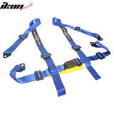 Universal 4 Point Cam-Lock Blue Racing Seat Belt Nylon W/ Mugen Power