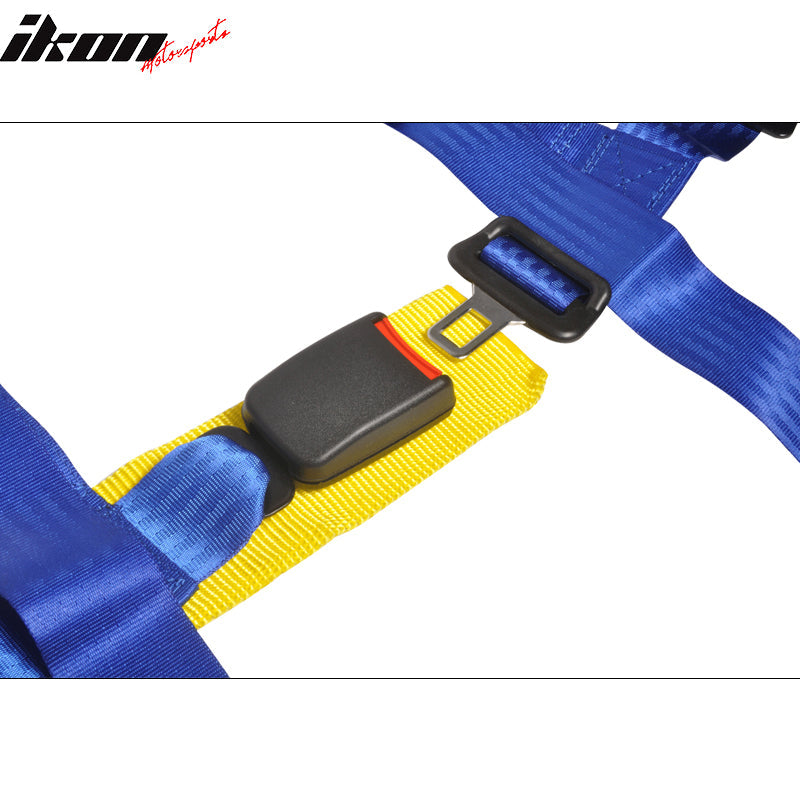 Universal 4 Point Cam-Lock Blue Racing Seat Belt Nylon W/ Mugen Power
