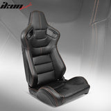 Racing Seat for Universal Orange Stitch Left Dual Slider PU Carbon Leather