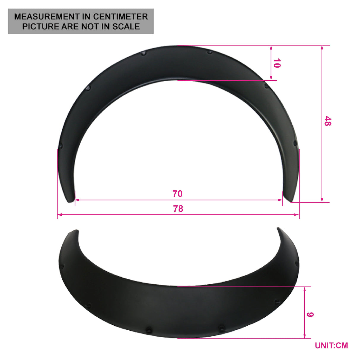 Universal Fit 90MM 2PC Rear Fender Flares Wide Body Wheel Arches PP
