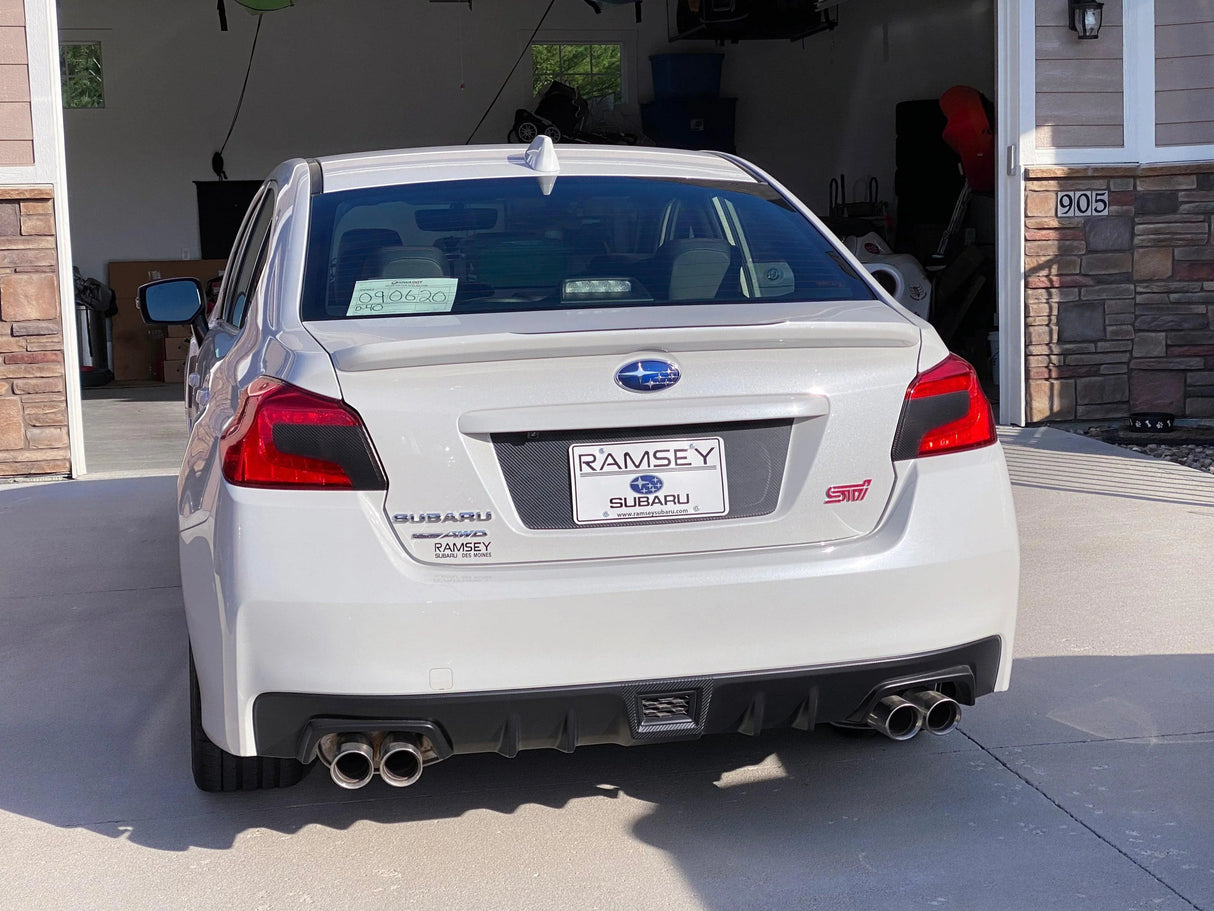 V1 3D Carbon License Plate Panel Black Out Overlays - 2015-2020 Subaru WRX / STI