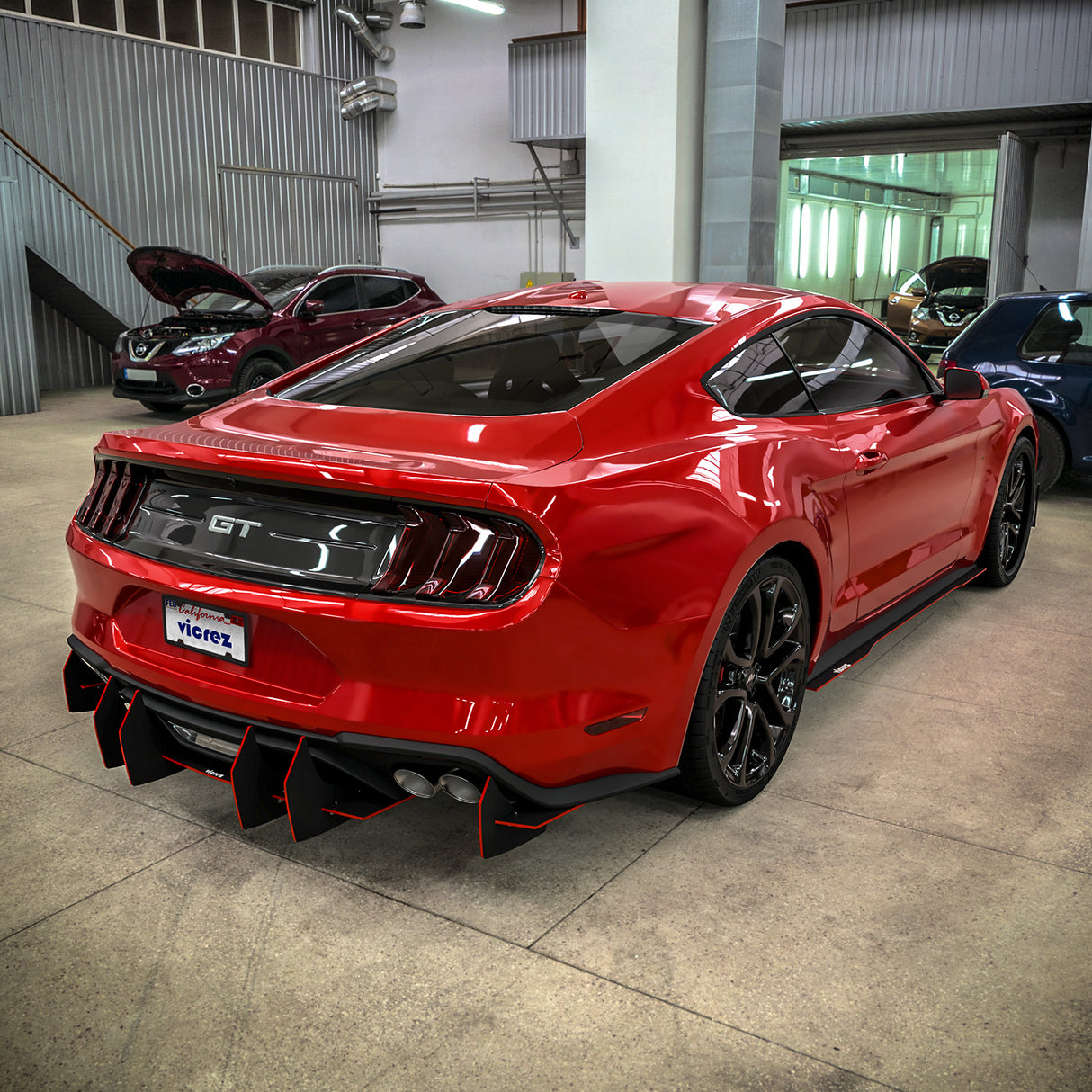 2018-2025 Ford Mustang Centa VR2 Style Rear Diffuser - Vicrez