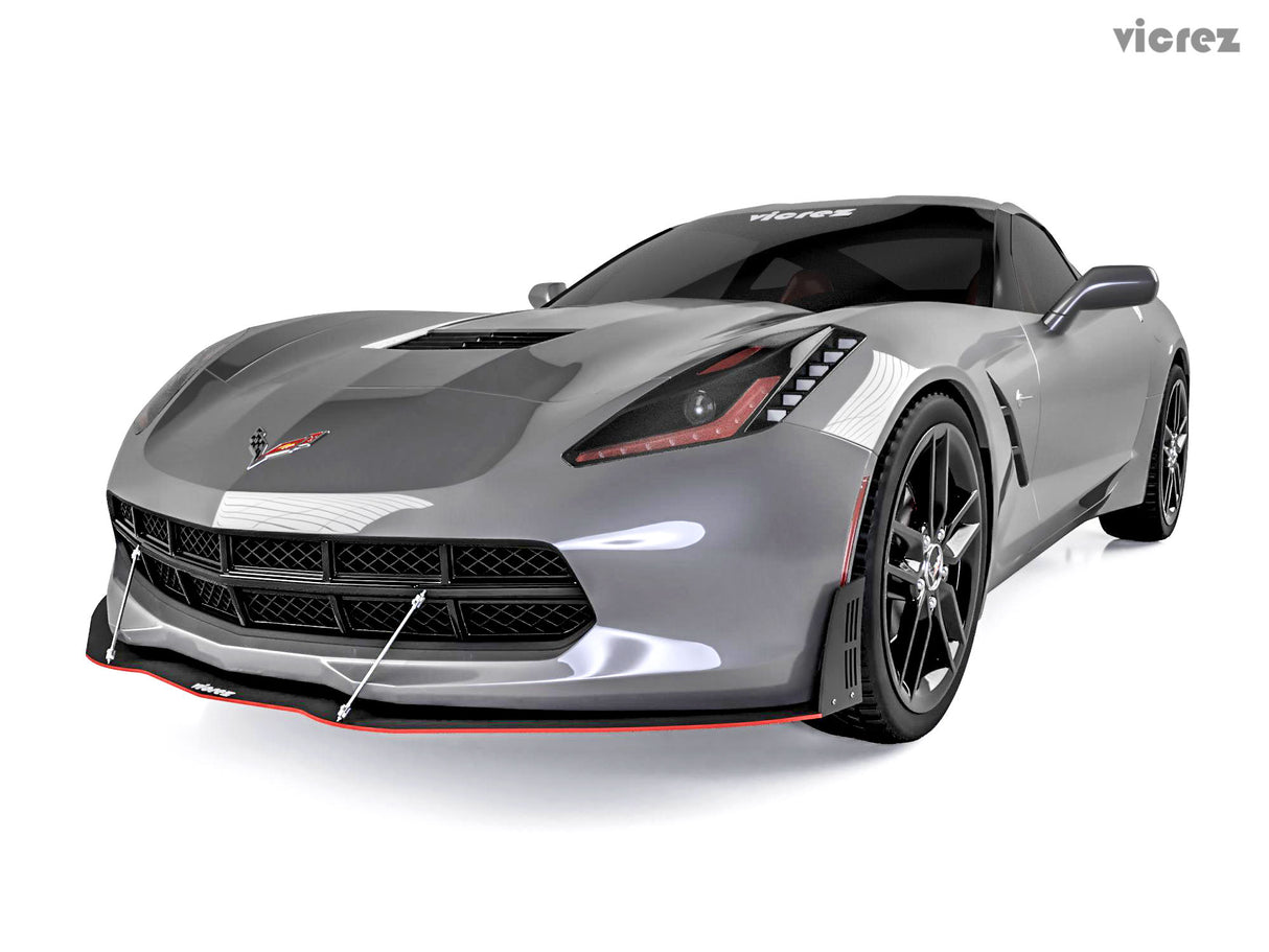 2014-2019 Chevrolet Corvette C7 VZ Style Front Bumper Splitter - Vicrez