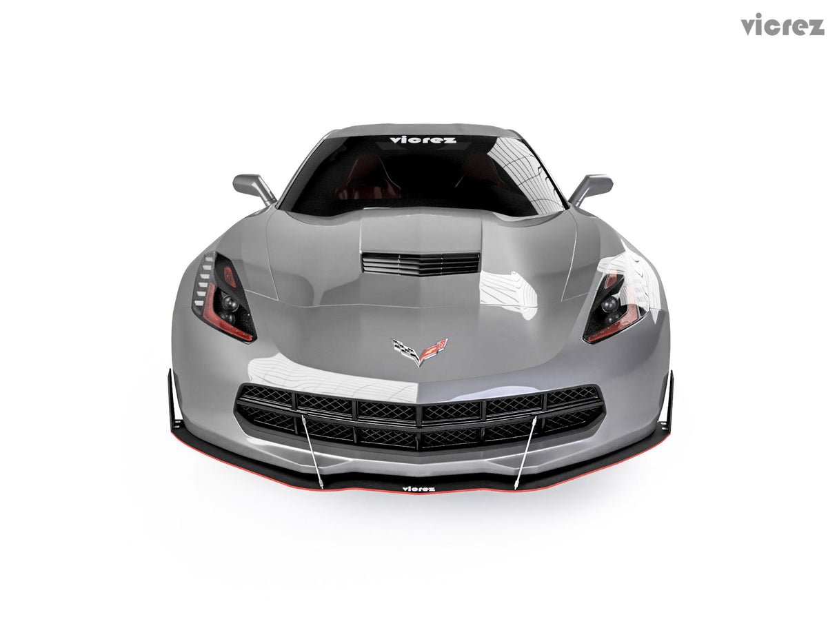 2014-2019 Chevrolet Corvette C7 VZ Style Front Bumper Splitter - Vicrez