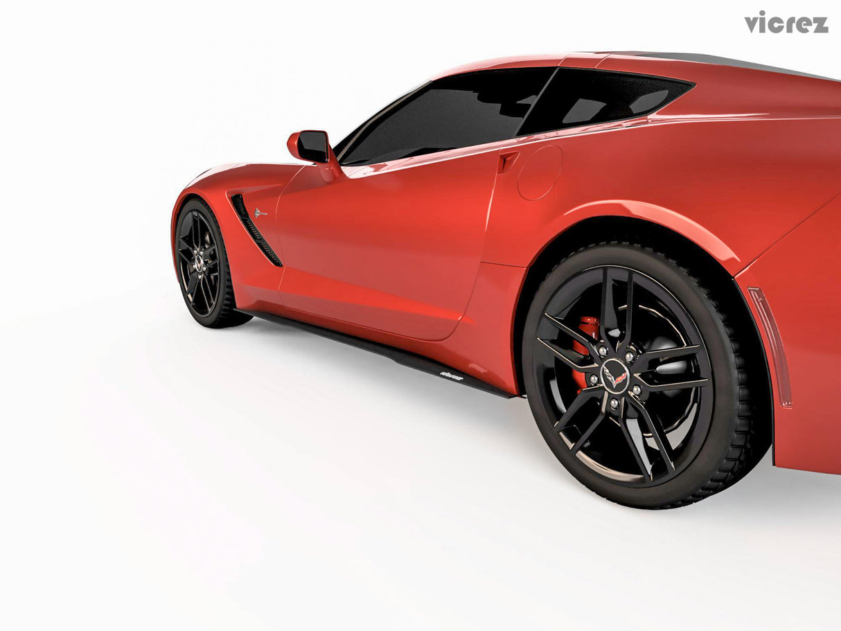 2014-2019 Chevrolet Corvette C7 VZ Style Side Skirt Splitters - Vicrez