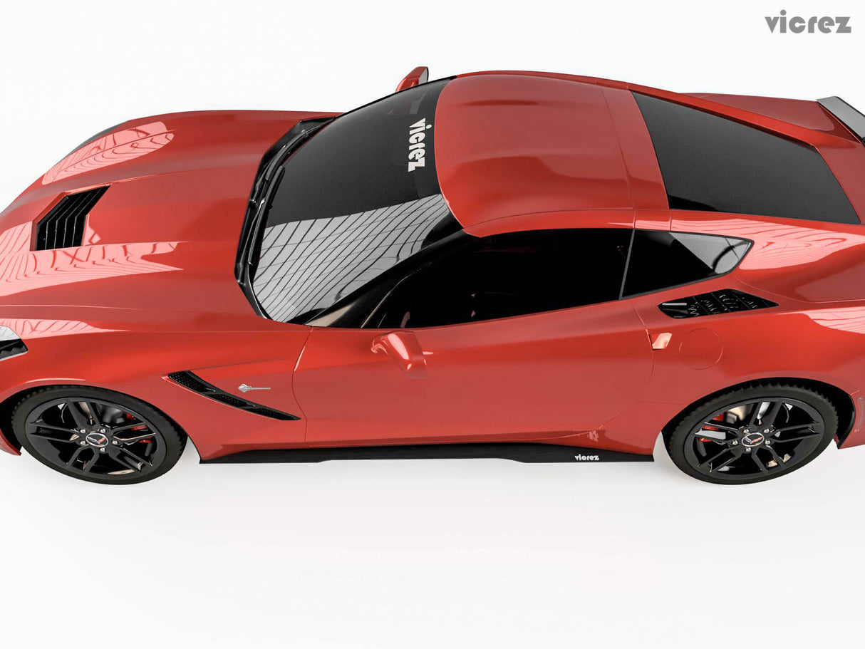 2014-2019 Chevrolet Corvette C7 VZ Style Side Skirt Splitters - Vicrez